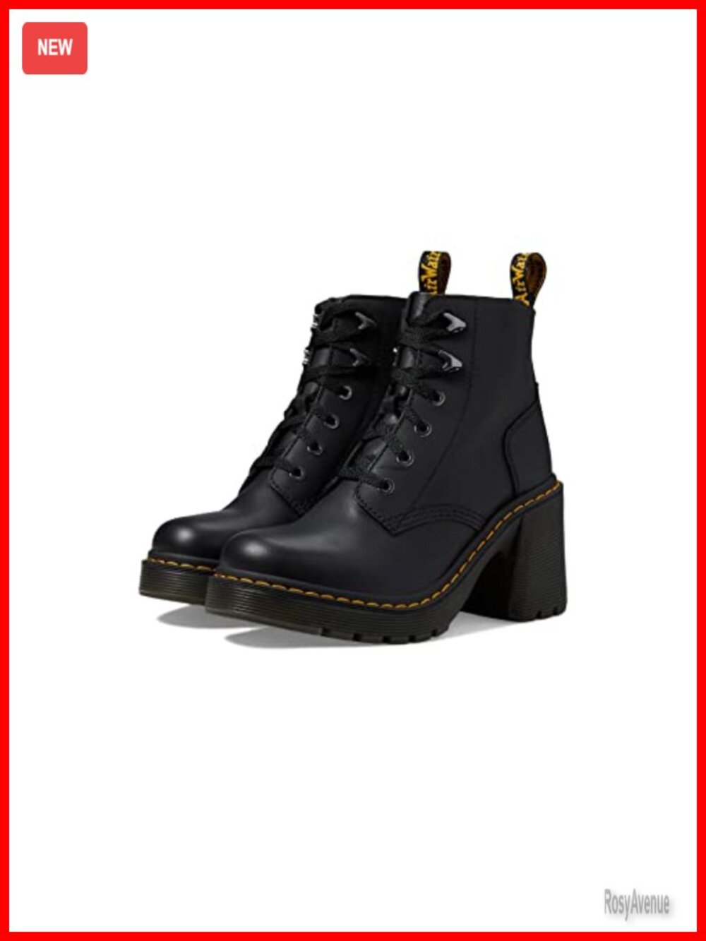 Leather Heeled Lace Up Ankle Boots Ski Hooks Welt Stitching